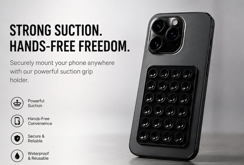 Black Suction Phone Case Sticker(Pack Of 2)